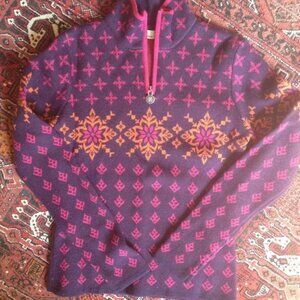 Neve Annika Icelandic Nordic Fair Isle Cardigan Ski Sweater 100% Merino Wool XS